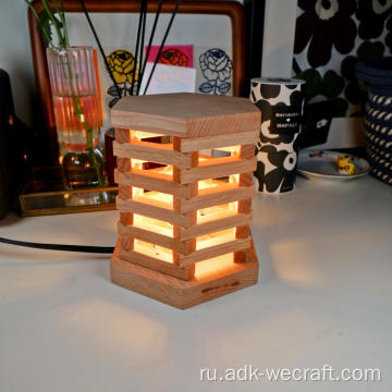 Шестигранник деревянные полые лампы прикроватной лампы